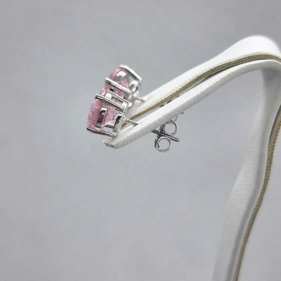 NEW Sterling SIlver 925 PINK GemStone Studs - Earrings - Picture 5 of 5